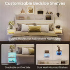 Metall-Queensize-Plattformbett mit Stauraumkopfteil und LED-Beleuchtung 105 cm H