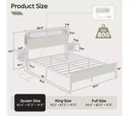 Metall-Queensize-Plattformbett mit Stauraumkopfteil und LED-Beleuchtung 105 cm H