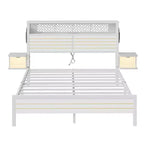 Metall-Queensize-Plattformbett mit Stauraumkopfteil und LED-Beleuchtung 105 cm H