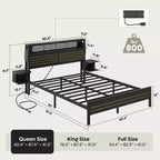 Metall-Queensize-Plattformbett mit Stauraumkopfteil und LED-Beleuchtung 105 cm H