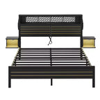 Metall-Queensize-Plattformbett mit Stauraumkopfteil und LED-Beleuchtung 105 cm H