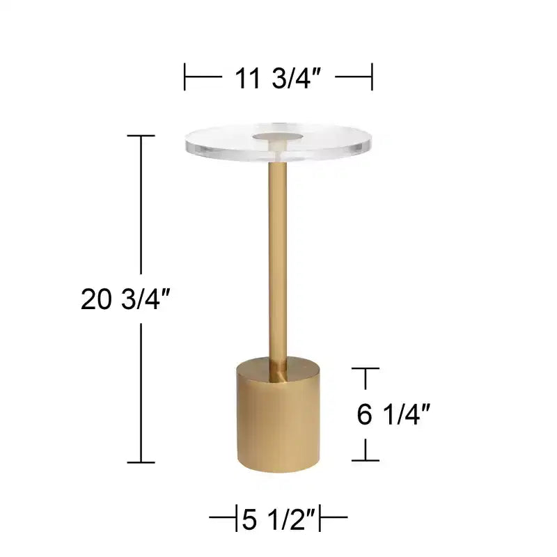 Runder Beistelltisch aus Metall und Acryl 29,8 cm B x 52,7 cm H