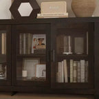 Akzentschrank aus Spanplatte mit Glastüren 180 cm B x 81 cm H