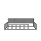 Kiefernholz Twin XL Bodenbett mit Aufbewahrungsschränken und USB-Anschlüssen 25.1"H