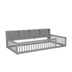 Kiefernholz Twin XL Bodenbett mit Aufbewahrungsschränken und USB-Anschlüssen 25.1"H