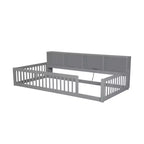 Kiefernholz Twin XL Bodenbett mit Aufbewahrungsschränken und USB-Anschlüssen 25.1"H