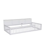 Kiefernholz Twin XL Bodenbett mit Aufbewahrungsschränken und USB-Anschlüssen 25.1"H