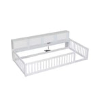 Kiefernholz Twin XL Bodenbett mit Aufbewahrungsschränken und USB-Anschlüssen 25.1"H