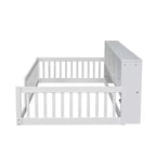 Kiefernholz Twin XL Bodenbett mit Aufbewahrungsschränken und USB-Anschlüssen 25.1"H