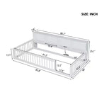 Kiefernholz Twin XL Bodenbett mit Aufbewahrungsschränken und USB-Anschlüssen 25.1"H