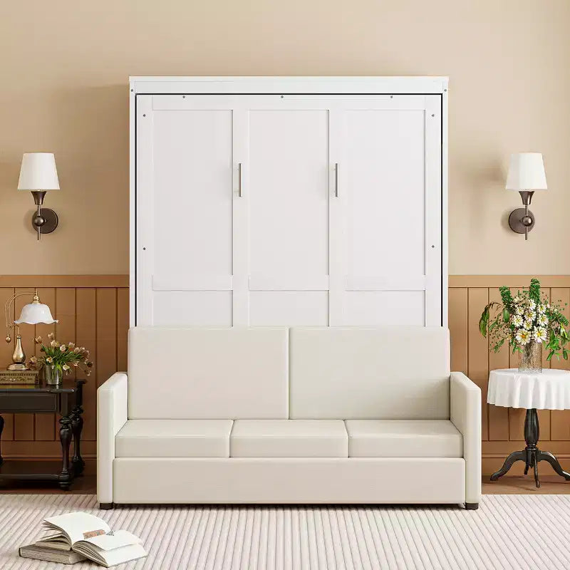 MDF Murphy-Bett in Standardgröße mit ausklappbarem Sofa 83,6"H x 83,1"B