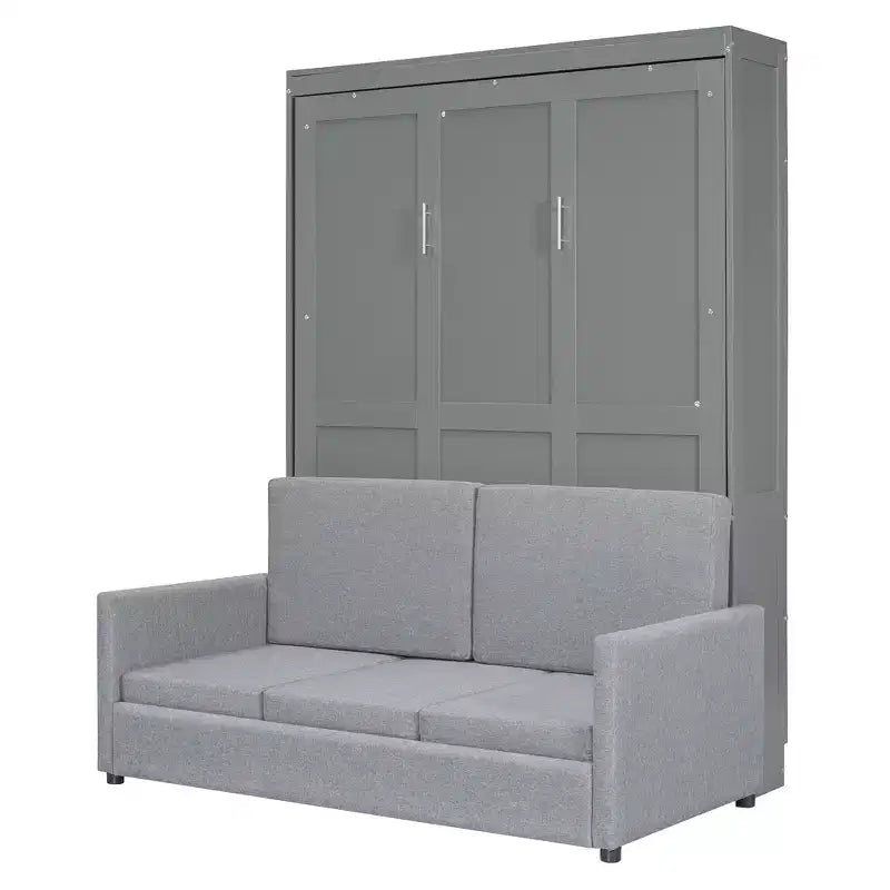MDF Full Size Murphy Bed with Fold-Out Sofa 83.6"H x 83.1"W