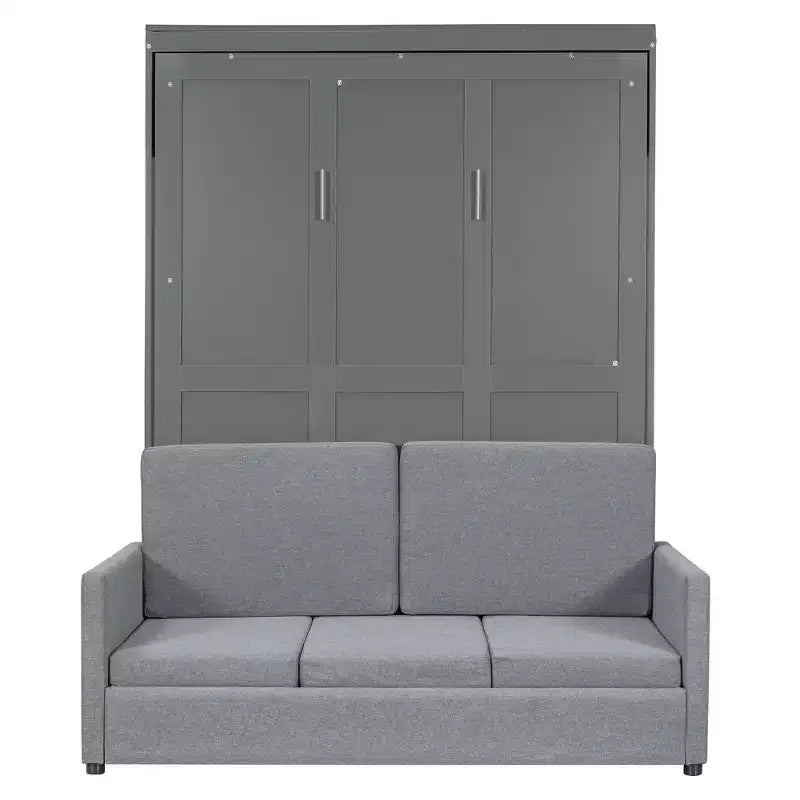 MDF Full Size Murphy Bed with Fold-Out Sofa 83.6"H x 83.1"W