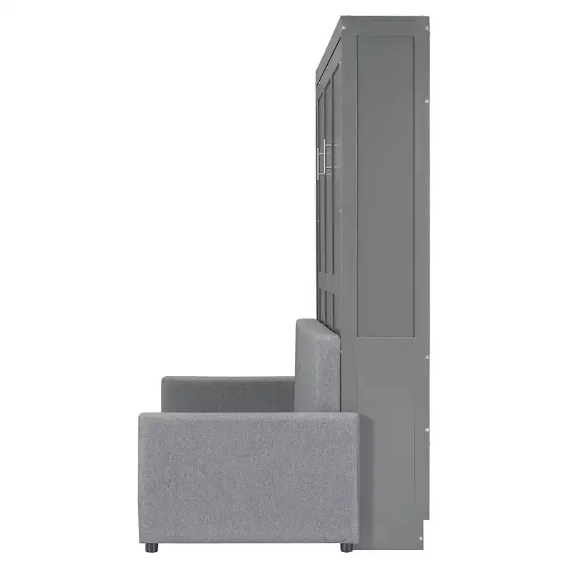 MDF Full Size Murphy Bed with Fold-Out Sofa 83.6"H x 83.1"W
