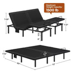 Adjustable Bed Base with Head and Foot Incline, LED Lights and USB Ports