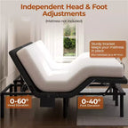 Adjustable Bed Base with Head and Foot Incline, LED Lights and USB Ports
