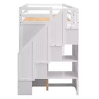 Kiefern-Hochbett mit Kleiderschränken, Schubladen und Regalen 237 cm L x 156 cm H