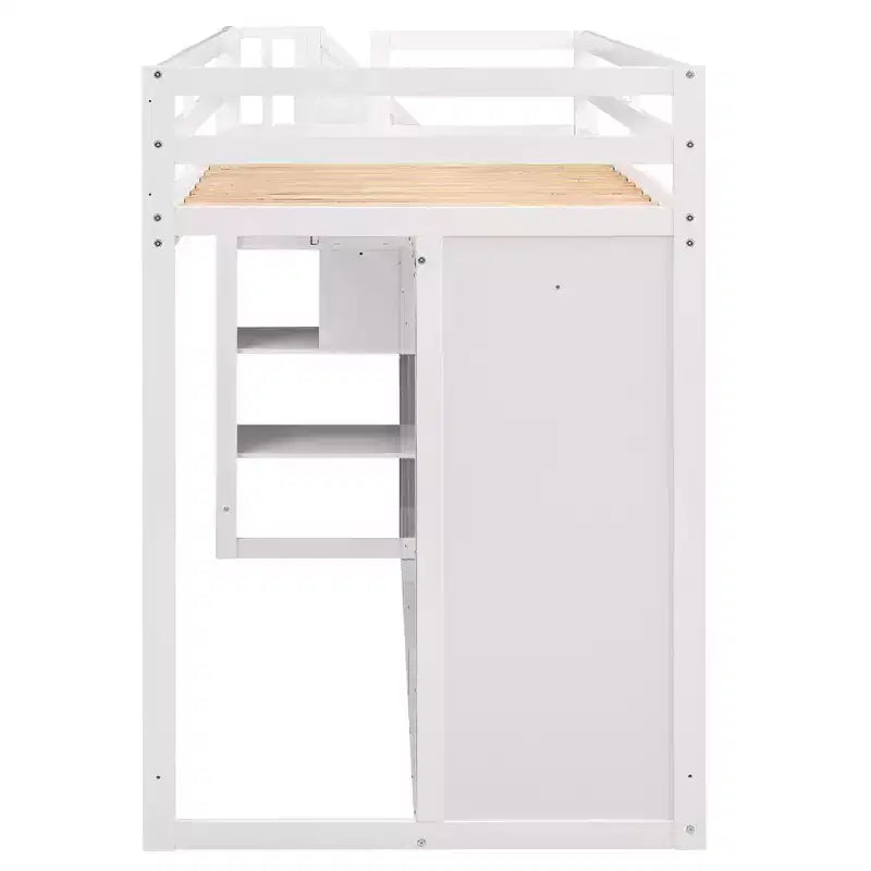 Kiefern-Hochbett mit Kleiderschränken, Schubladen und Regalen 237 cm L x 156 cm H