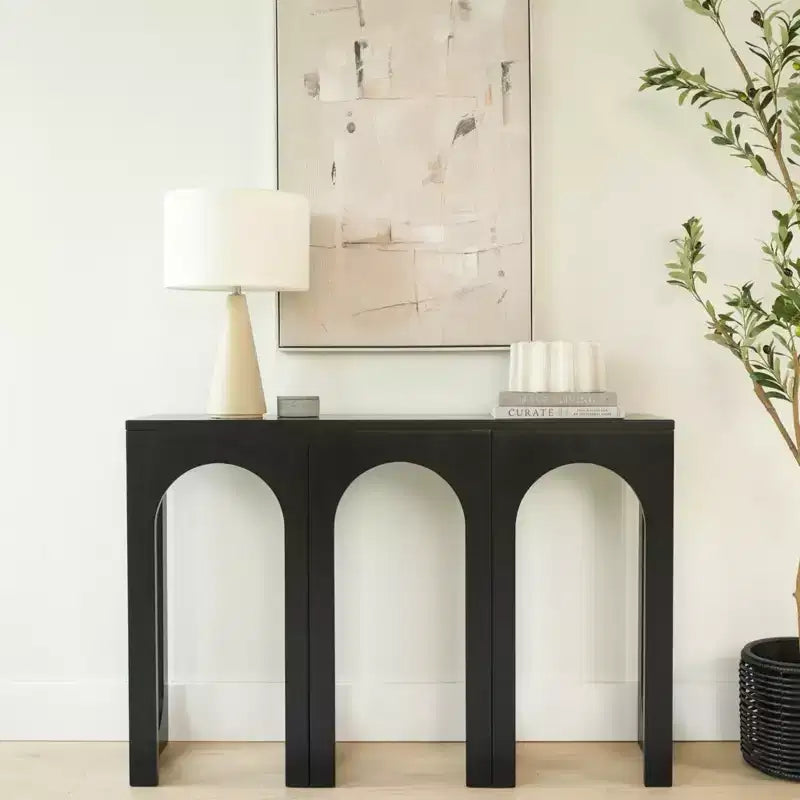 Konsole aus massivem Kiefernholz, schmal, 120,65 cm L x 81,28 cm H