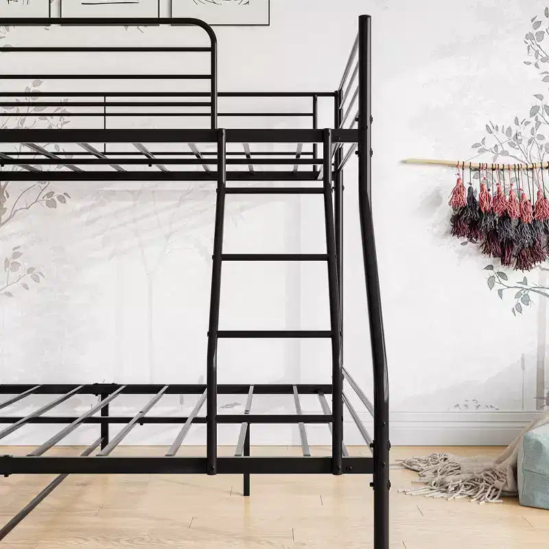 Metal Twin-Over-Full Bunk Bed with Guardrail 58.66"H