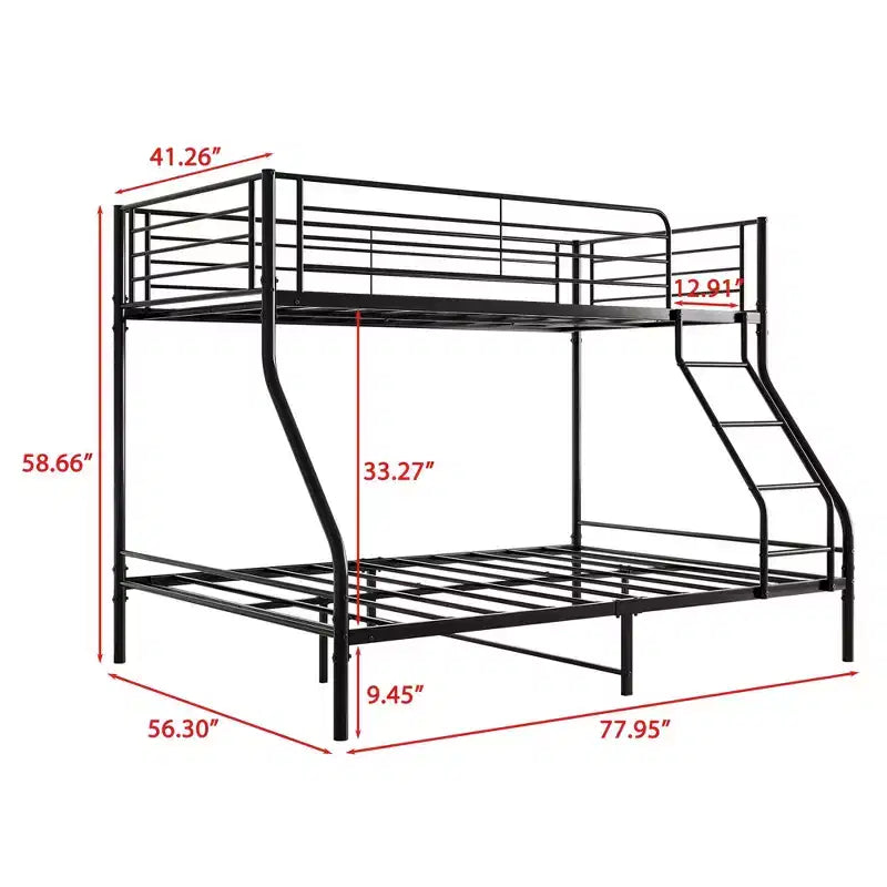 Etagenbett aus Metall (oben Twin, unten Full) mit Schutzgitter 149 cm H