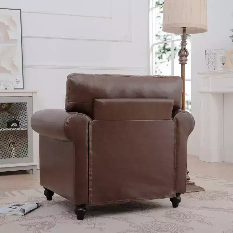 PU-Leder Chesterfield-Sofa mit gerollten Armlehnen und Nagelbesatz, 213 cm breit