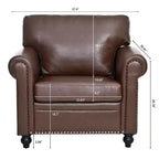 PU-Leder Chesterfield-Sofa mit gerollten Armlehnen und Nagelbesatz, 213 cm breit