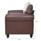 PU-Leder Chesterfield-Sofa mit gerollten Armlehnen und Nagelbesatz, 213 cm breit