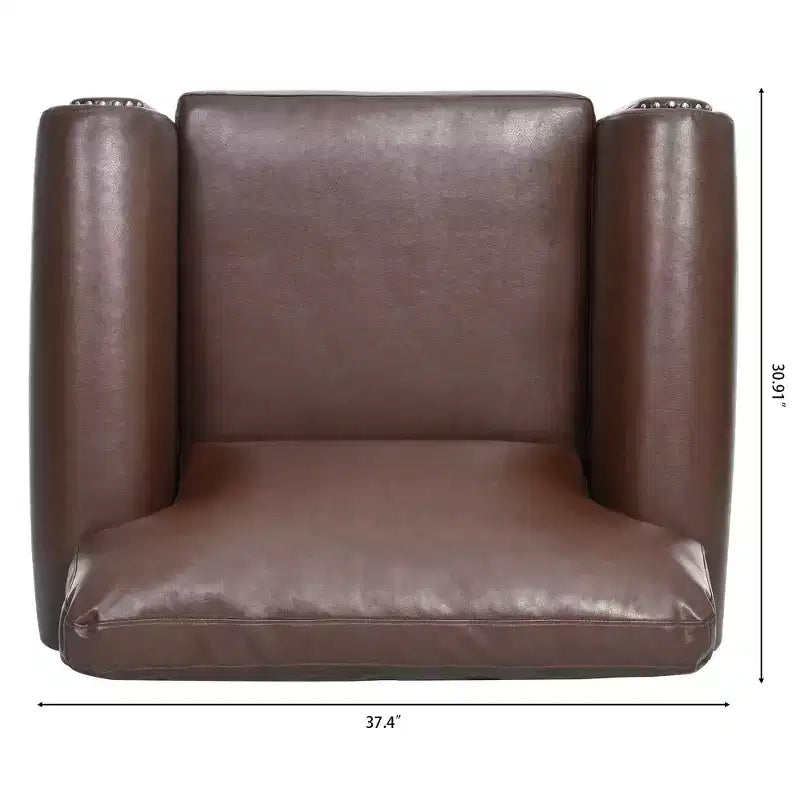 PU-Leder Chesterfield-Sofa mit gerollten Armlehnen und Nagelbesatz, 213 cm breit
