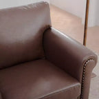 PU-Leder Chesterfield-Sofa mit gerollten Armlehnen und Nagelbesatz, 213 cm breit