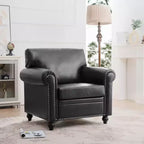 PU-Leder Chesterfield-Sofa mit gerollten Armlehnen und Nagelbesatz, 213 cm breit