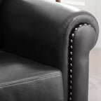 PU-Leder Chesterfield-Sofa mit gerollten Armlehnen und Nagelbesatz, 213 cm breit