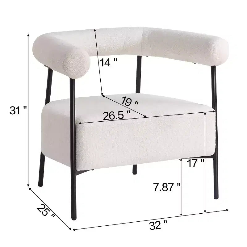 Akzentsessel aus Polyester mit geschwungenem Design und Eisenrahmen, 79 cm hoch