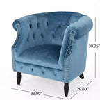 Gepolsterter Clubsessel mit Knopfheftung und Nagelbesatz, 76,8 cm H