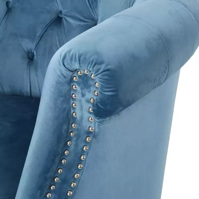 Gepolsterter Clubsessel mit Knopfheftung und Nagelbesatz, 76,8 cm H