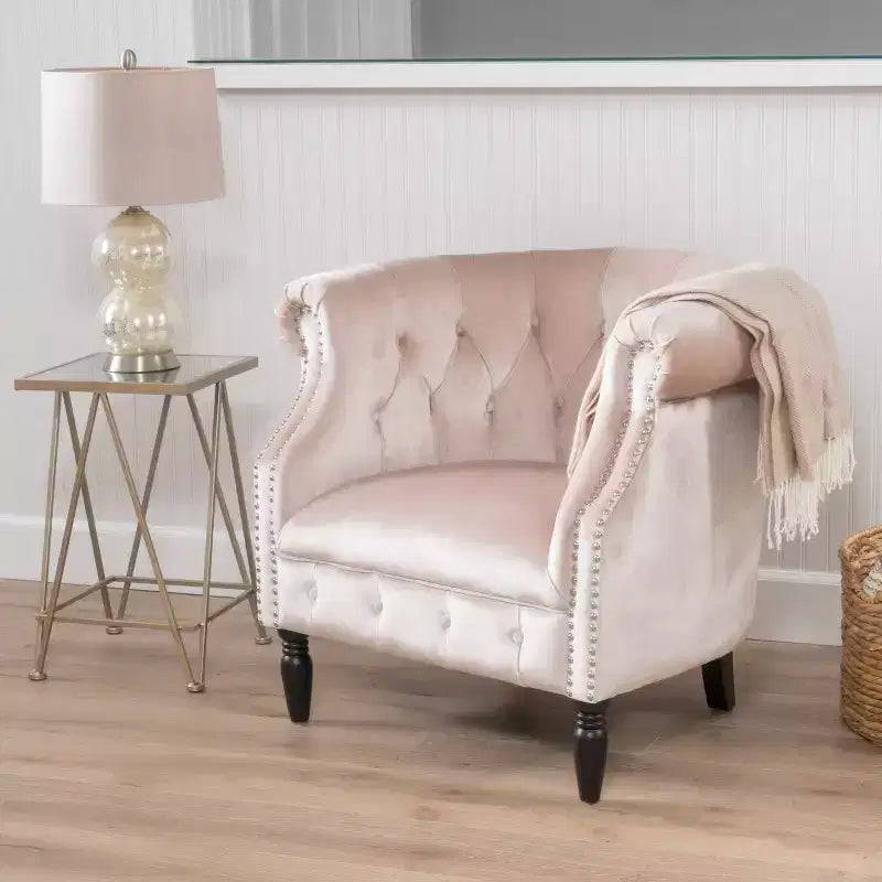 Upholstered Club Chair with Tufting and Nailhead Trim 30.25"H