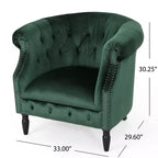 Gepolsterter Clubsessel mit Knopfheftung und Nagelbesatz, 76,8 cm H