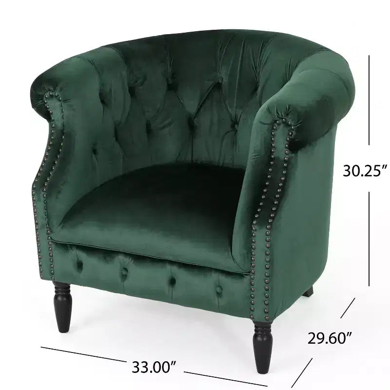 Gepolsterter Clubsessel mit Knopfheftung und Nagelbesatz, 76,8 cm H