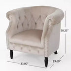 Gepolsterter Clubsessel mit Knopfheftung und Nagelbesatz, 76,8 cm H