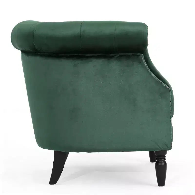 Gepolsterter Clubsessel mit Knopfheftung und Nagelbesatz, 76,8 cm H