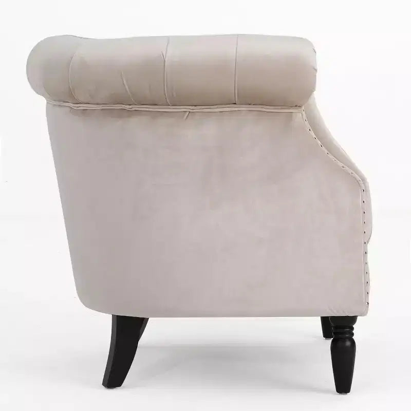 Gepolsterter Clubsessel mit Knopfheftung und Nagelbesatz, 76,8 cm H