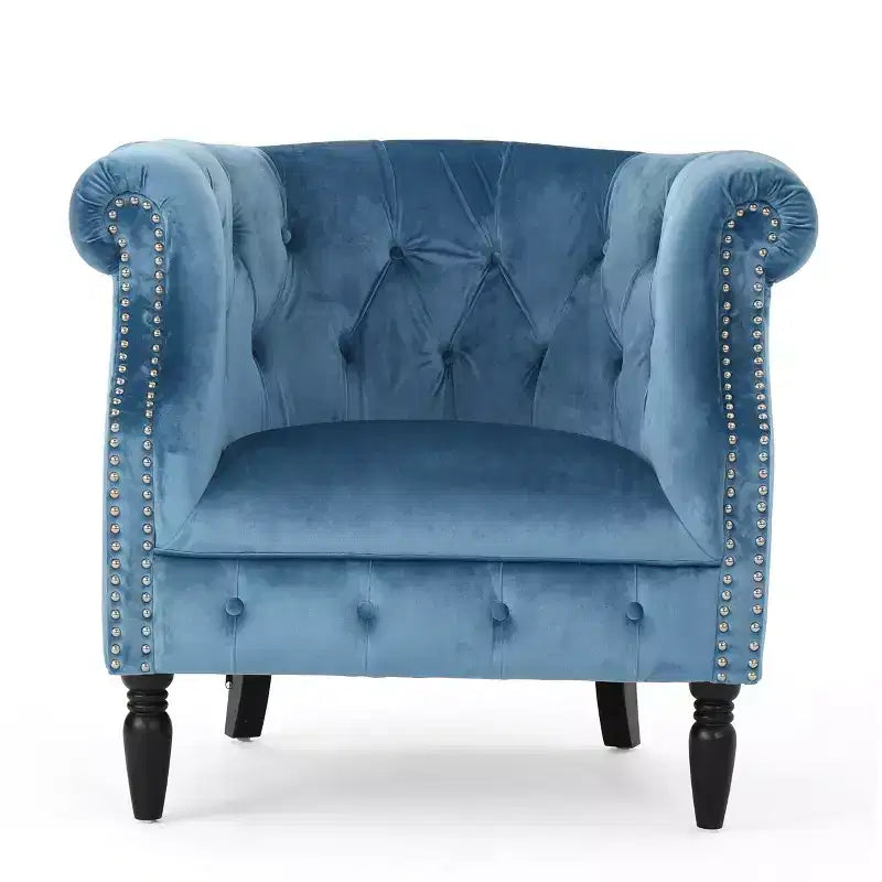 Upholstered Club Chair with Tufting and Nailhead Trim 30.25"H