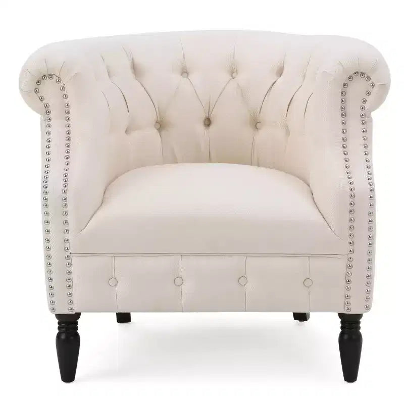 Upholstered Club Chair with Tufting and Nailhead Trim 30.25"H