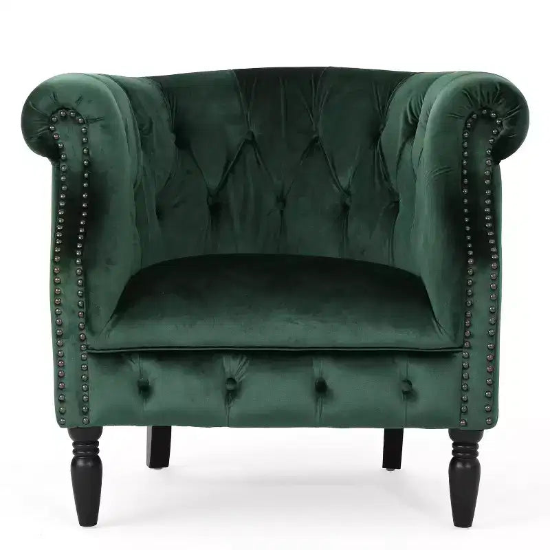Upholstered Club Chair with Tufting and Nailhead Trim 30.25"H