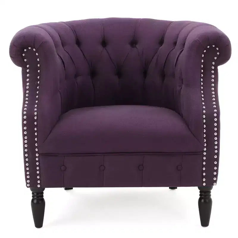 Upholstered Club Chair with Tufting and Nailhead Trim 30.25"H