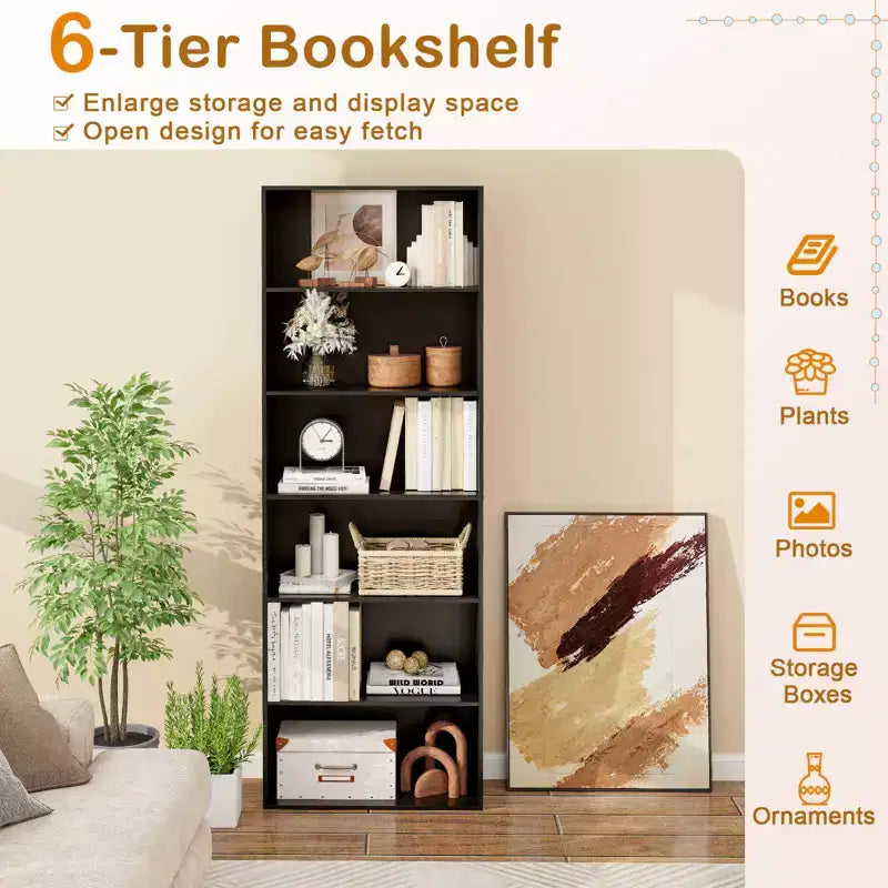 MDF 6-stufiges offenes Bücherregal 59,7 cm B x 177,8 cm H
