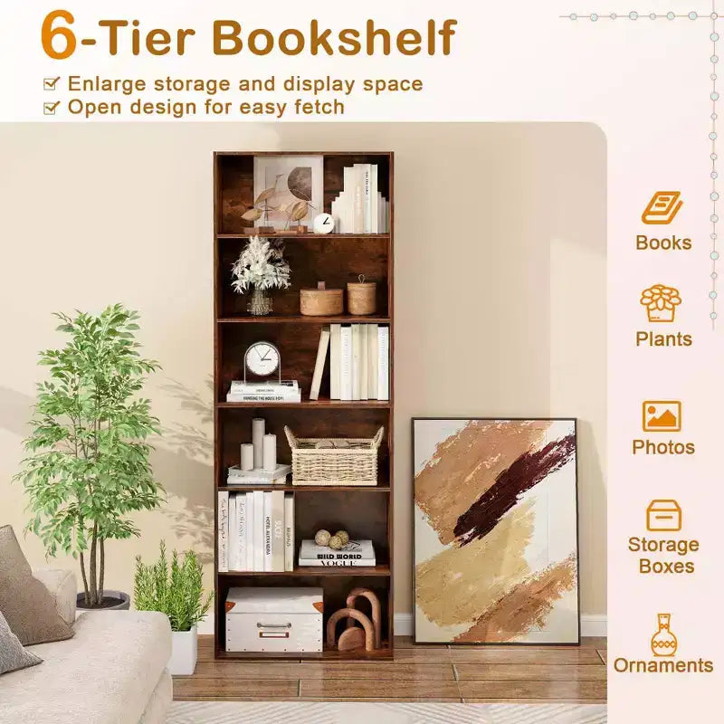MDF 6-stufiges offenes Bücherregal 59,7 cm B x 177,8 cm H