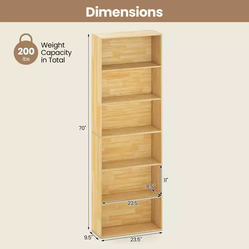 MDF 6-stufiges offenes Bücherregal 59,7 cm B x 177,8 cm H