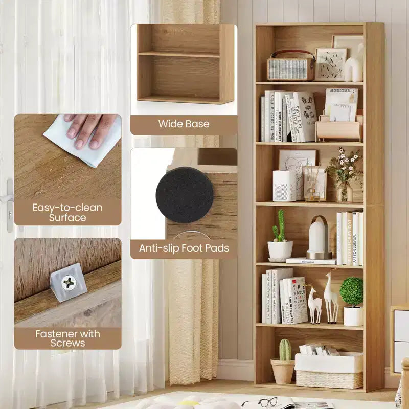 MDF 6-stufiges offenes Bücherregal 59,7 cm B x 177,8 cm H