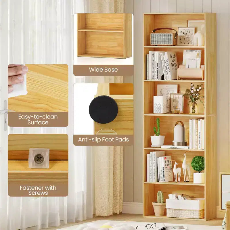 MDF 6-Tier Open Bookcase 23.5"W x 70"H